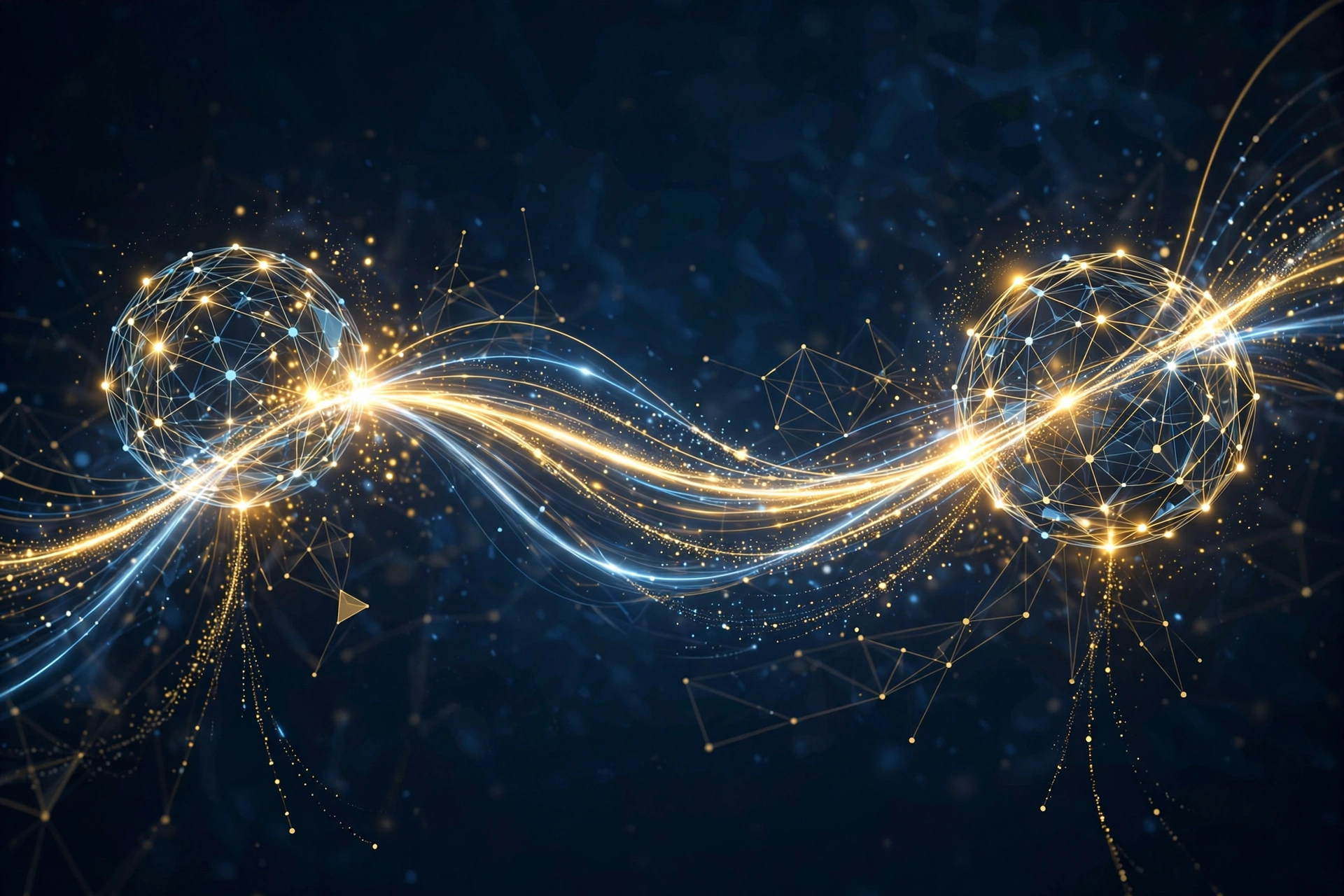Glowing network of connected nodes
